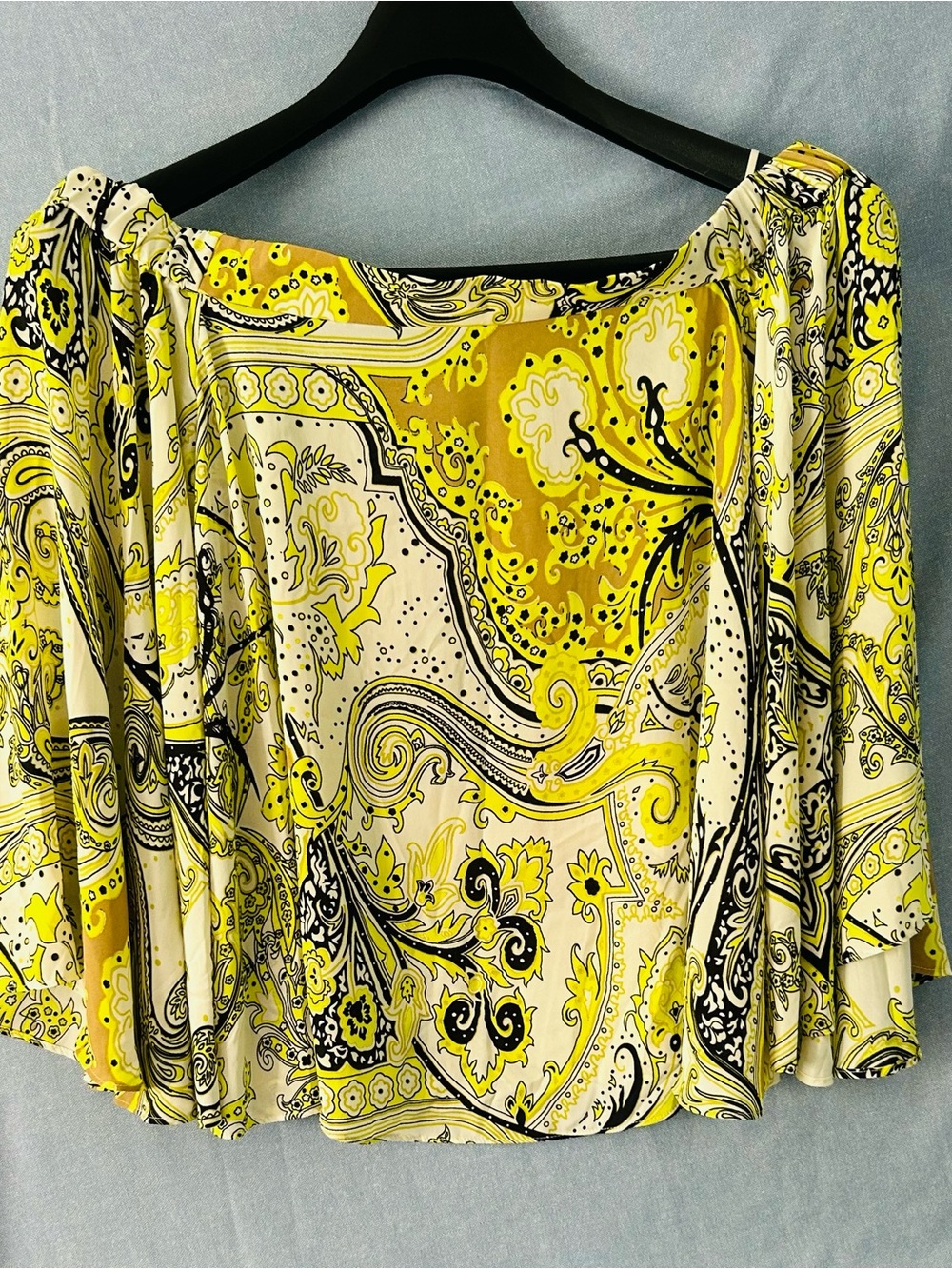 RACHEL Rachel Roy Yellow Paisley Off-Shoulder Blouse SZ L